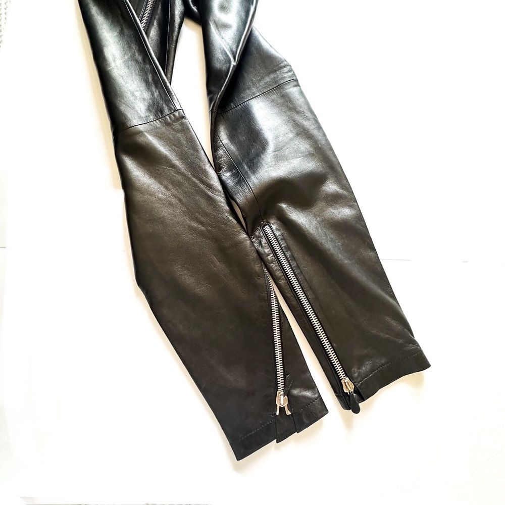 Alexander McQueen Black Leather Full Zipper Runway Trousers 2008 42/M - Picture 9 of 16